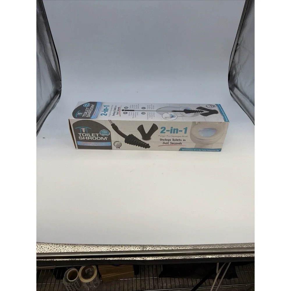 ToiletShroom 2-in-1 plunger and squeegee brush set in its original packaging